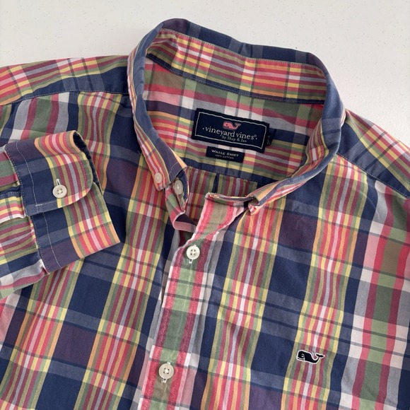 Vineyard Vines Men's Whale Shirt Size 2XL Cotton Plaid Long Sleeves Button Down - Picture 1 of 7